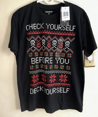 Camiseta Chemistry Check Yourself Before You Deck Yourself Skulls Holly Média  - Imagem 1 de 4