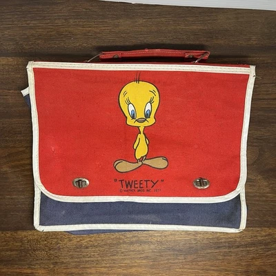 Bolso de libro de lona vintage Warner Bros años 70 Piolín Taiwán Foto 1 de 4