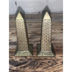 Vintage Metal Washington Monument Salt & Pepper Shakers Japan Estate No Stoppers - Picture 1 of 5
