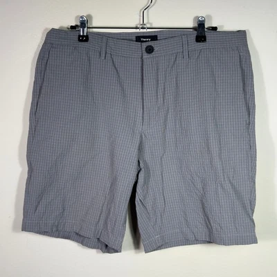Pantalones cortos Theory para hombre talla 36 rejilla textura gris a cuadros Foto 1 de 4