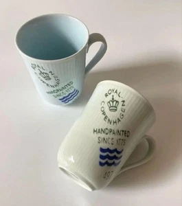 Royal Copenhagen Fluted Signature Pair of Mugs Blue and Green Discontinued item - Picture 1 of 12