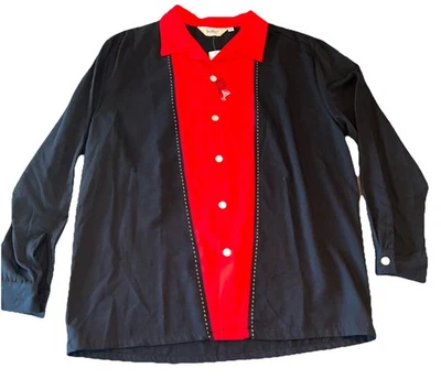 Camisa Martini Vintage Da Vinci California Negra Roja Para Hombre Mediana Nueva Con Etiquetas Manga Larga Foto 1 de 4