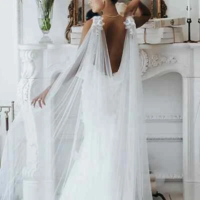 Wedding Bolero Cape Veil Bridal Shawls for Wedding Dress Tulle Cover Accessories - Image 1 of 4