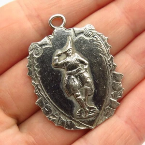 925 Sterling Silver Antique Johnson Scottish Highland Dancer Medal Pendant - Picture 1 of 4