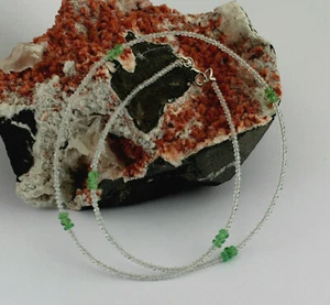 Blancos Topacio, Tsavorita (Verde Granate) Collar Piedras Preciosas Facetada - Imagen 1 de 2