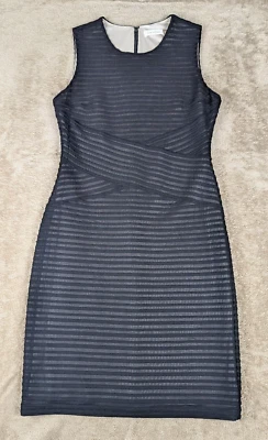 Vestido Vaina Calvin Klein Sin Mangas Negro Rayas, Para Mujer Talla 4 Foto 1 de 4