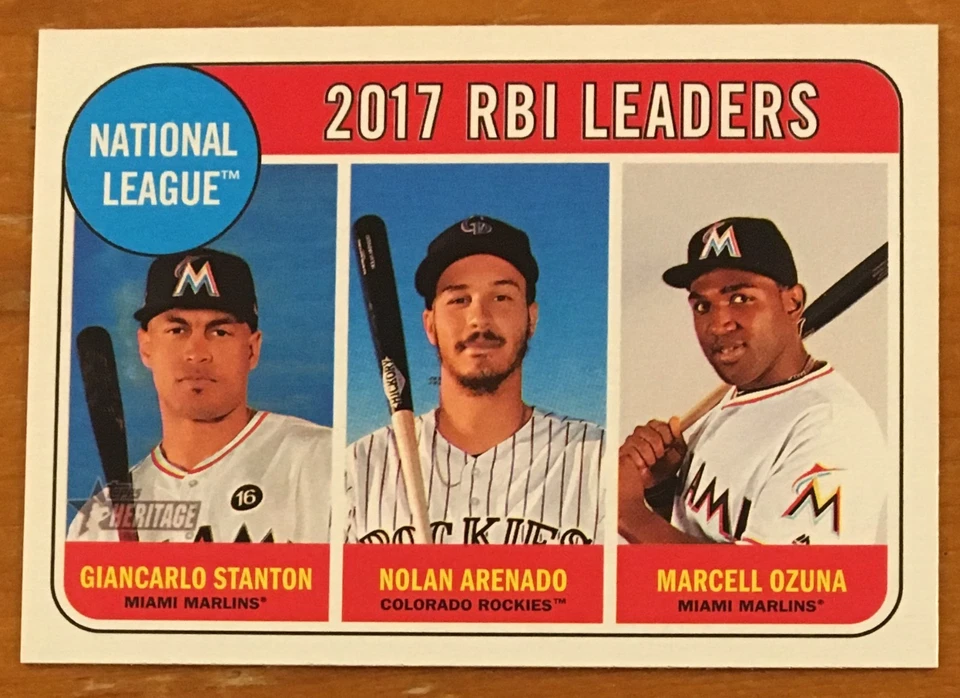 GIANCARLO, ARENADO, OZUNA, 2018 TOPPS "HERITAGE" cARD IN EXCELLENT CONDITION !  - Image 1 of 1
