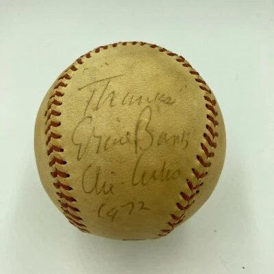 Ernie Banks "Chicago Cubs 1972" Signed Inscribed Vintage Baseball With JSA COA - Image 1 of 4