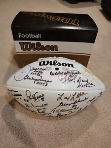 NFL HALL OF FAMERS SIGNED FOOTBALL 21 SIGNATURES see description for list...  - Picture 1 of 13