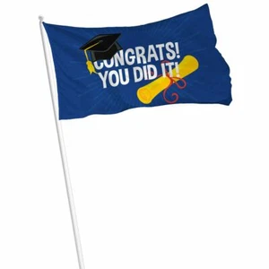 LARGE GRADUATION FLAG "CONGRATS YOU DID IT!" GRAD CELEBRATION PARTY 90CM X 60CM - Picture 1 of 1