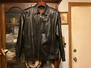 ZILLI NAPOLEON FRANCE LAMBSKIN Leather Silk moto jacket BLACK 52 coat MENS biker - Picture 1 of 10