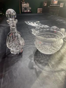 Vintage Waterford Crystal Bowl 10x6 And Waterford Decanter 12x5 Bothe Signed - Picture 1 of 16