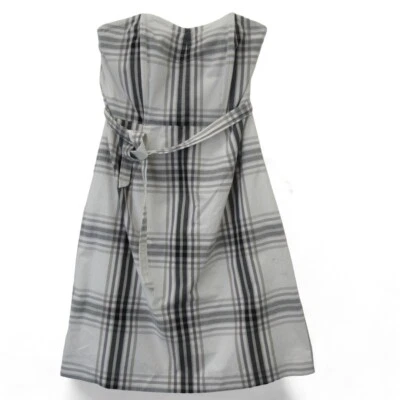 Tommy Hilfiger Women's Strapless Check Designer Dress Belted Fully Lined UK 10 - Image 1 of 4