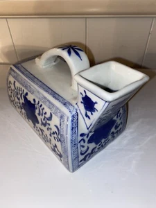 Antique Chinese Porcelain Blue & White Chamber Pot Bed Urinal 9”D - Picture 1 of 12