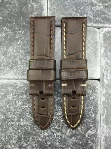 24 mm DK braun Faltband groß Leder lang Uhrenarmband XL für PANERAI P - Bild 1 von 12