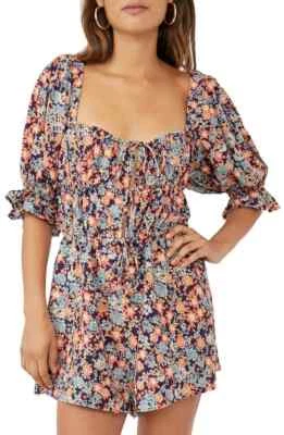MSRP $148 Free People Show Me Love Linen Blend Romper Size Small - Image 1 of 3