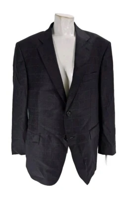Sartoria Ruggiero Men's Blazer 44S Black Wool Red Chalk Line Windowpane - Image 1 of 4