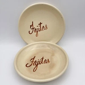 vtg pottery fajita skillet Style Hot Plate Serving Dishes 2pc “fajitas” 7 3/4” - Picture 1 of 10