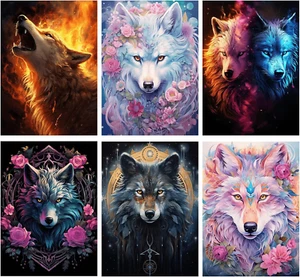 6 Pack Wolf Diamond Art Painting Kits for Adults 5D Diamond Art Kit for Beginner - Picture 1 of 6
