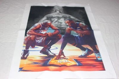 Poster Grand Tissu Peinture De Joueurs Basket-Ball Jordan & Bryant Et Lebron - Photo 1/2