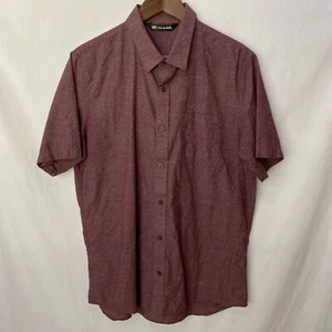 Travis Mathew Mens Size Large Button Up Shirt Short Sleeve Lightweight Red - Picture 1 of 11