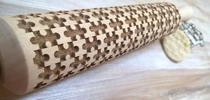 Rolling Pin Wooden Laser Engraved Puzzles Pattern Embossing - Picture 1 of 3