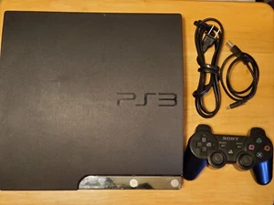 Sony PlayStation 3 Slim 120GB Console Black Cables, Controller Dual Shock 3 DS3 - Picture 1 of 17