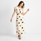 Women's Polka Dot One Shoulder Cut-Out Midi Dress - Future Collective with