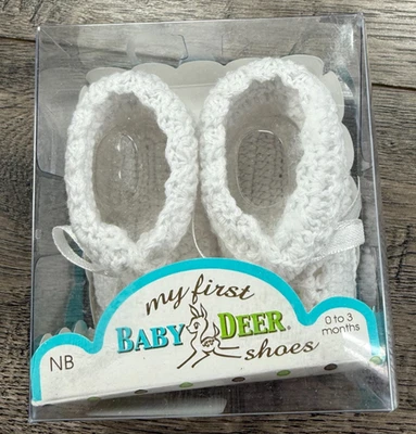 Baby Girl одежды новый мой первый ребенок олень новорожденного 0-3 месяца белый вязаный ботинок - Изображение 1 из 2