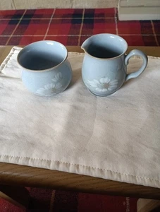 Denby Blue Dawn Small Sugar Bowl Milk Jug - Picture 1 of 5