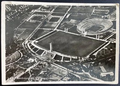 1942 Germany Real Picture Postcard Cover To Prague Berlin Olympic Stadium View - Image 1 of 2