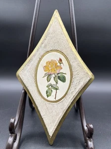 Vintage Italian Florentine Rose Design Wood Plaque - Picture 1 of 5