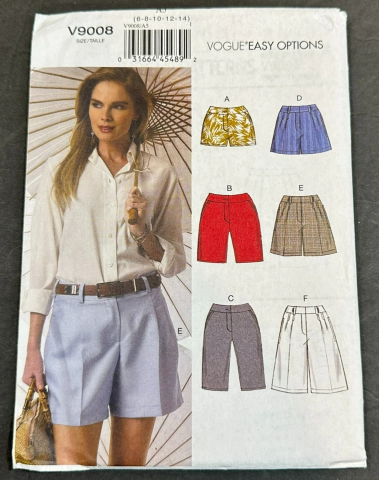 Vogue Easy Options Misses' Shorts  Pattern V9008 WMS SZ 6-14 - Image 1 of 3