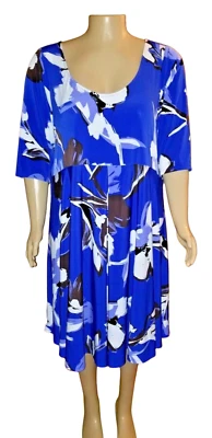 Lane Bryant Dress 26/28 Scoop Neck Short Sleeve Blue Floral New - Image 1 of 4