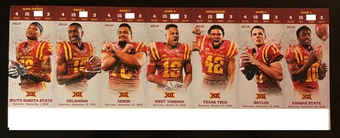 2018 Iowa State Cyclones Football Collectible Ticket Stub - Choose Any Home Game Cover
