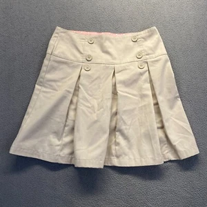Gymboree Girl's School Uniform Pleated Woven Skort Beige Size 12,Cotton,Zipper - Picture 1 of 11
