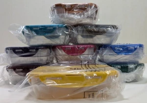 Lock & Lock Set of 10 4-Cup Nesting Rectangle Containers w/ Multi-Color Lids - Picture 1 of 13