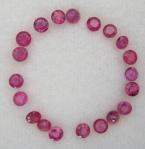 RUBY. Various Red Shades Round, VSI. 20 Pcs, 4 mm, 7.53 TCW. - Picture 1 of 4