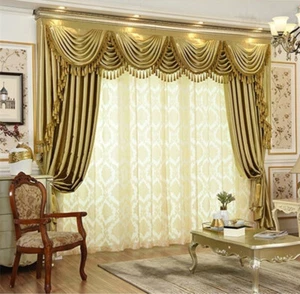 American European luxury solid gold  cloth blackout curtain valance drape N240* - Picture 1 of 32