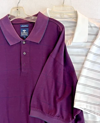 Pebble Beach Polo Shirt Men's White Striped & Deep Plum (2 Shirts) Size XL - Image 1 of 4