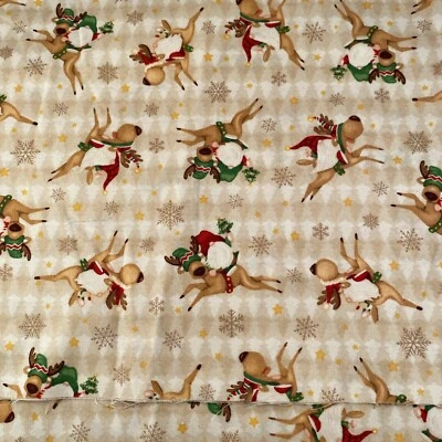 Henry Glass & Co Inc TIMBER GNOMIES TREE FARM Cotton Fabric Remnant 44" x 22" - Image 1 of 4