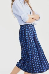 Falda midi a lunares con flecos azul J Crew talla 10 P - Imagen 1 de 4