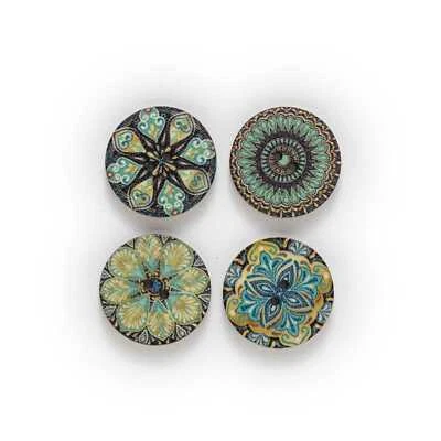 50pcs Retro Stamp Wood Buttons Sewing Scrapbooking Clothing Craft Making Decor - Image 1 of 2