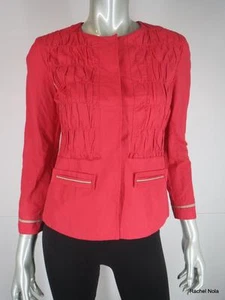 Elie Tahari Jacke Blazer Gr. XS orange Baumwollmischung gerafft 3/4 Arm kragenlos - Bild 1 von 12