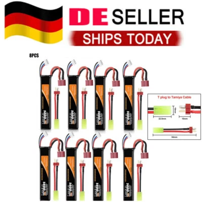 8X 11,1V 1400mAh 30C Airsoft Hobby LiPo Akku Wiederaufladbarer Deans T Stecker  - Bild 1 von 4