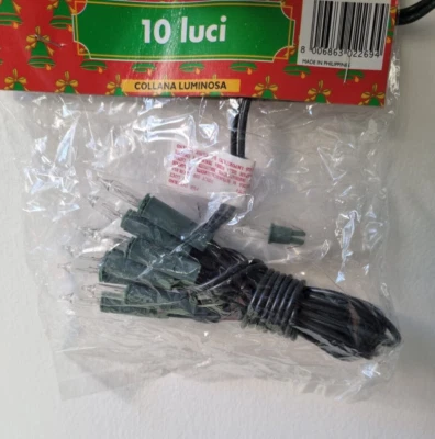Filo Luci Natale Vintage 10 Pisellini Incandescenza bianchi con Ricambio - Immagine 1 di 3
