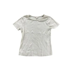 GB Girls Textured White Ribbed Knit Short Sleeve Top Youth Size Small - Picture 1 of 6