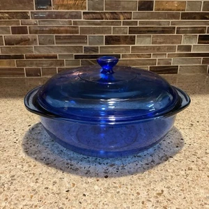 Vintage Pyrex #024 Cobalt Blue Glass 2 Qt. 2 L. Casserole Dish with Lid READ - Picture 1 of 22