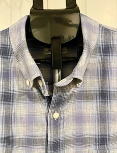 Peter Millar Long Sleeve Button Down Shirt Blue Plaid Crown Casual Size XL - Picture 1 of 7