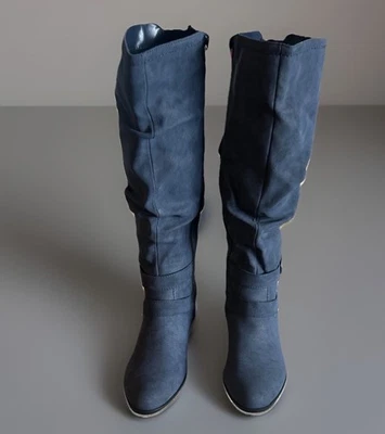 Cliff By Mountain White  Fairfield Riding Boot Women's Sz 5 1/2 Blue Mid Calf - Image 1 of 4